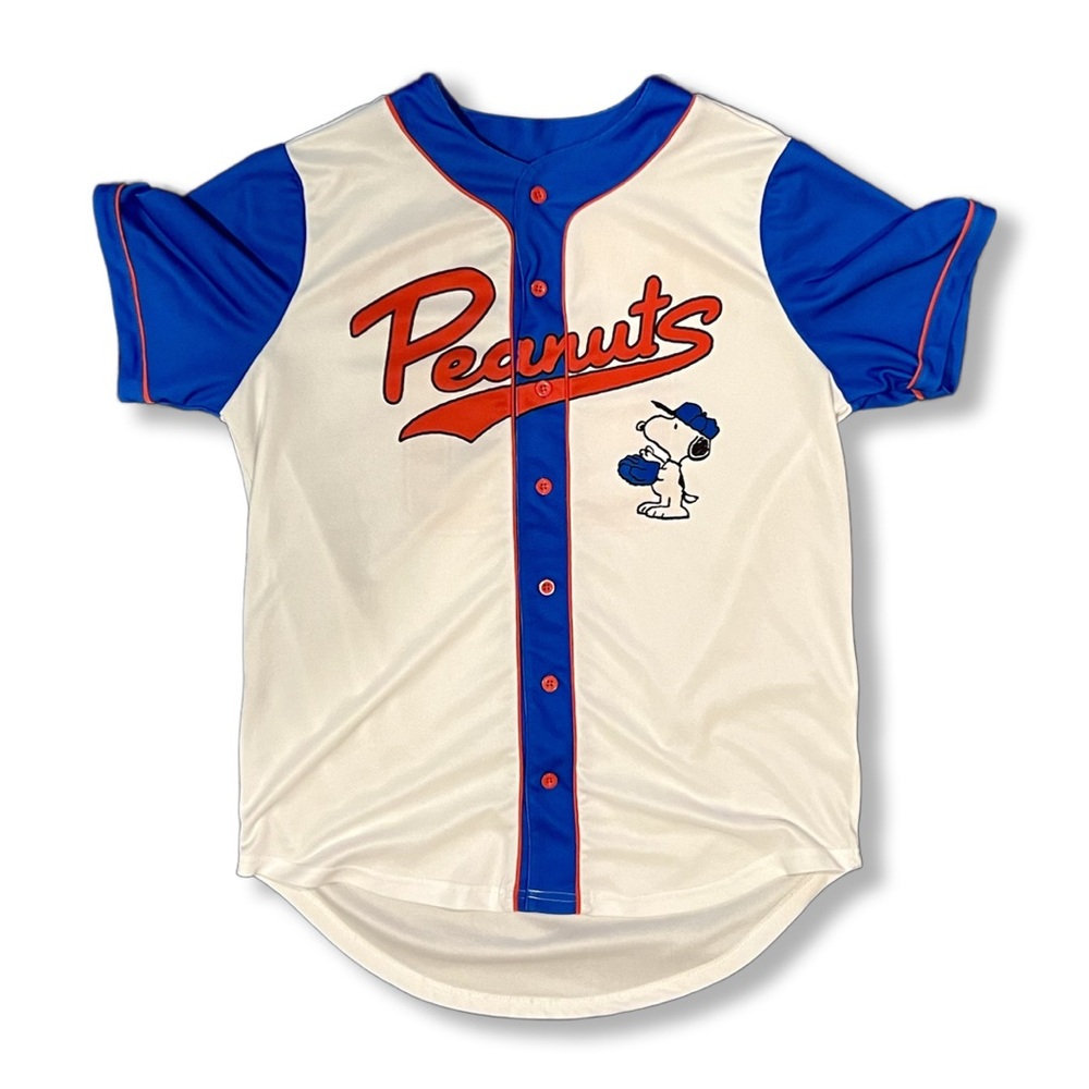 Peanuts Snoopy Baseball Jersey White & Blue US Womens Medium